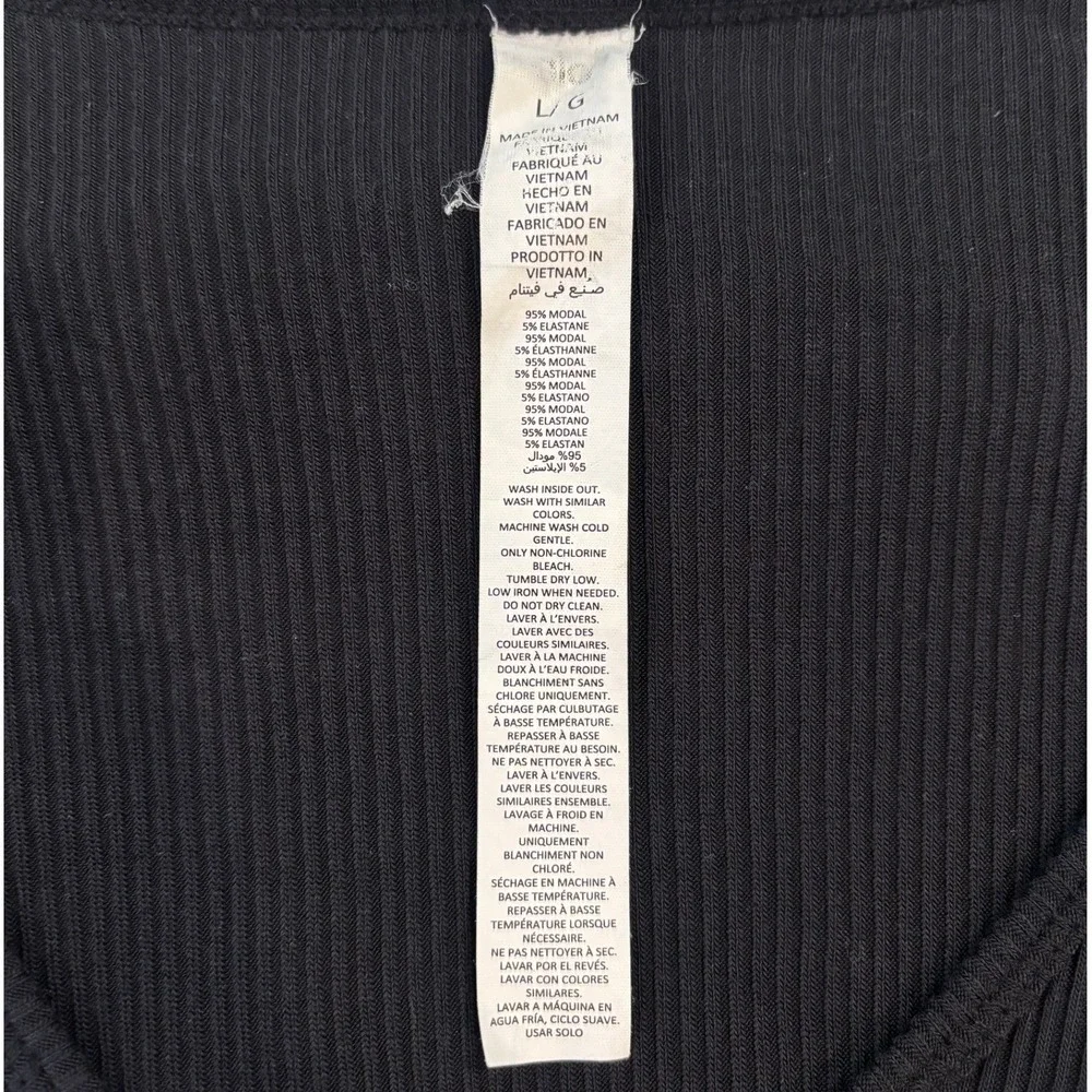 Alo Yoga Black Ribbed Cropped Whisper Cardigan Long Sleeve Top Size Large
